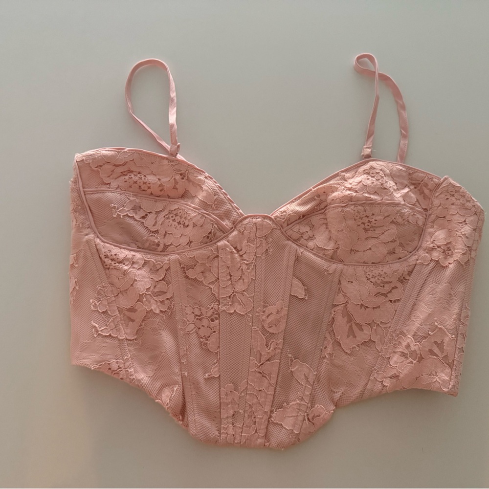 Bardot Pink Lace Corset top